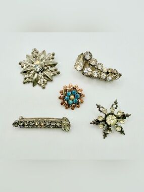Vintage 1930s 40s Rhinestone Brooch Lot